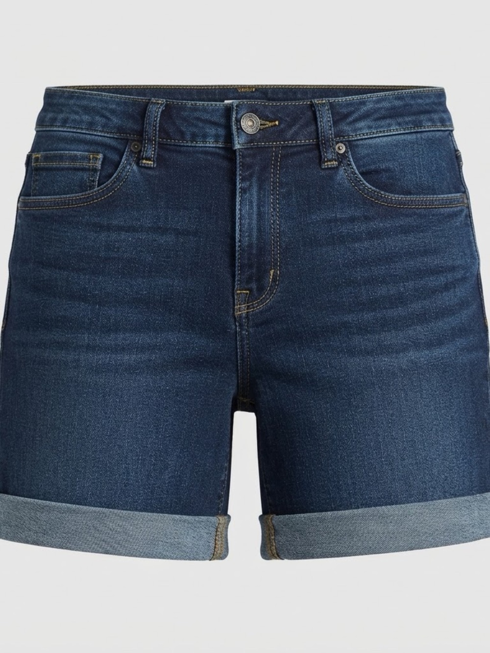 LC Lauren Conrad Dark Blue High-Waist Denim Roll-Cuff Shorts 14